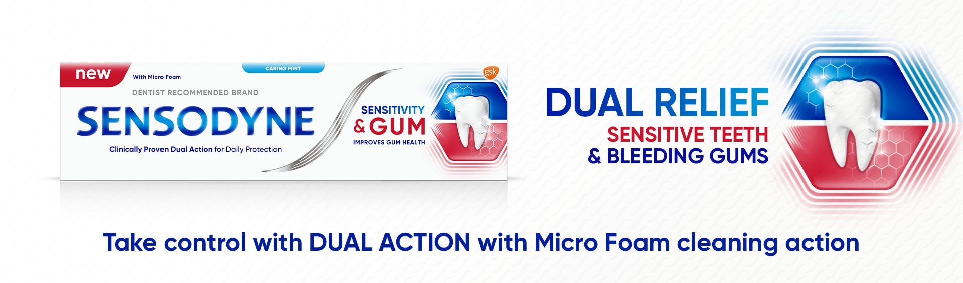 Dual relief from sensitive teeth banner desktop