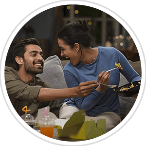 Young couple smiling