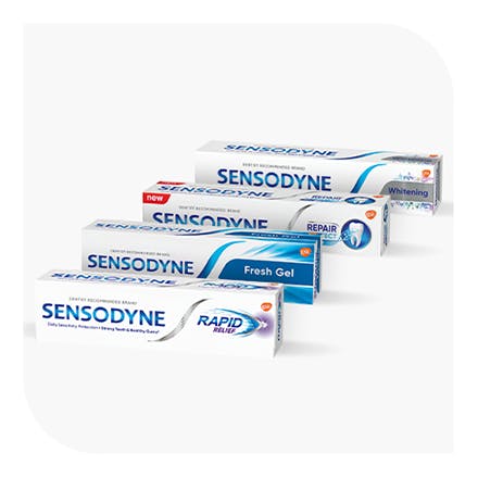 Variety of Sensodyne Toothpaste products for tooth sensitivity