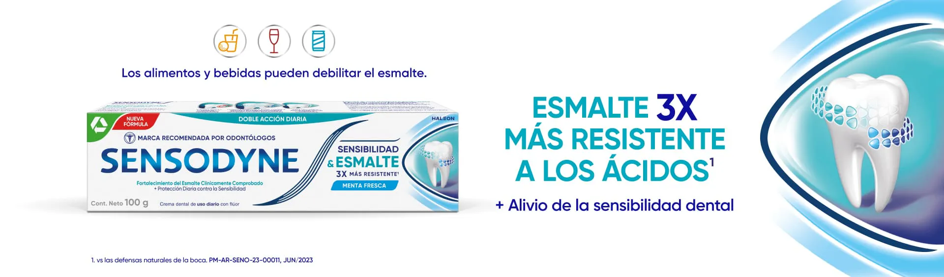 Banner de Doble Alivio para dientes sensibles y problemas de encías
