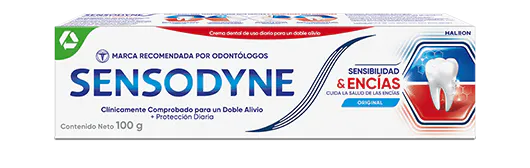 Envase de crema dental Sensodyne Sensibilidad & Encías