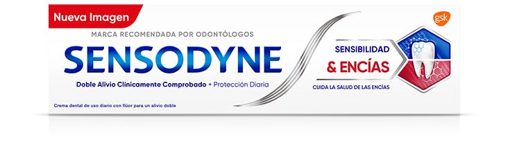 Envase de crema dental Sensodyne Sensibilidad & Encías