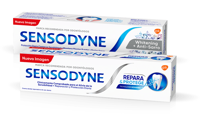 Sensodyne Whitening + Anti-sarro y Sensodyne Repara & Protege 