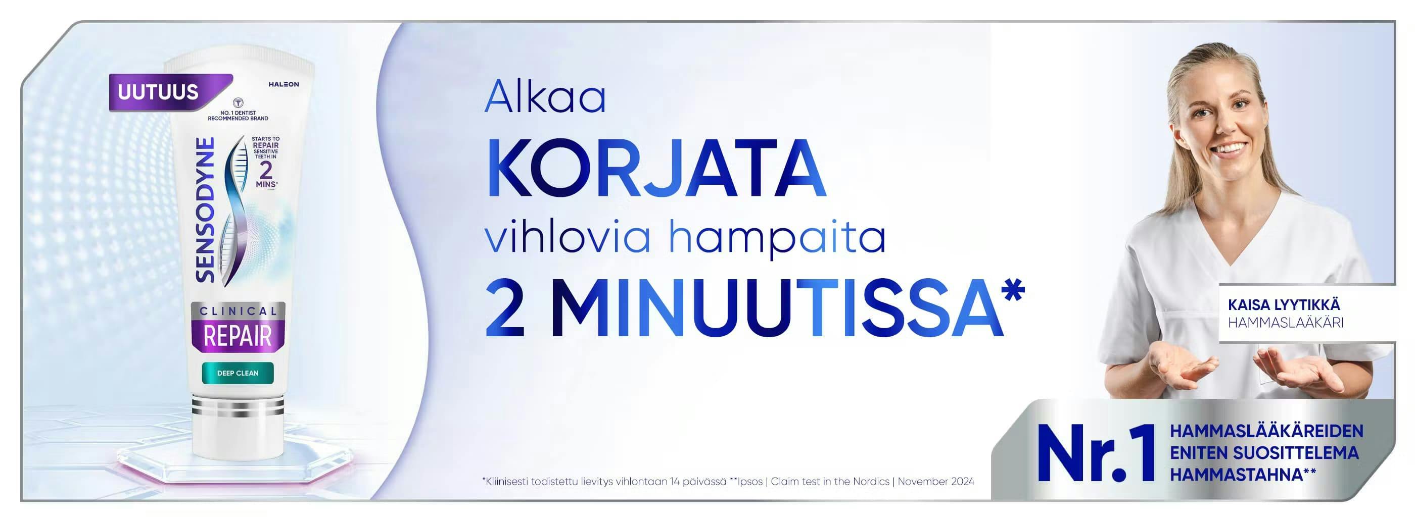 Alkaa korjata vihlovia hampaita 2 minuutissa