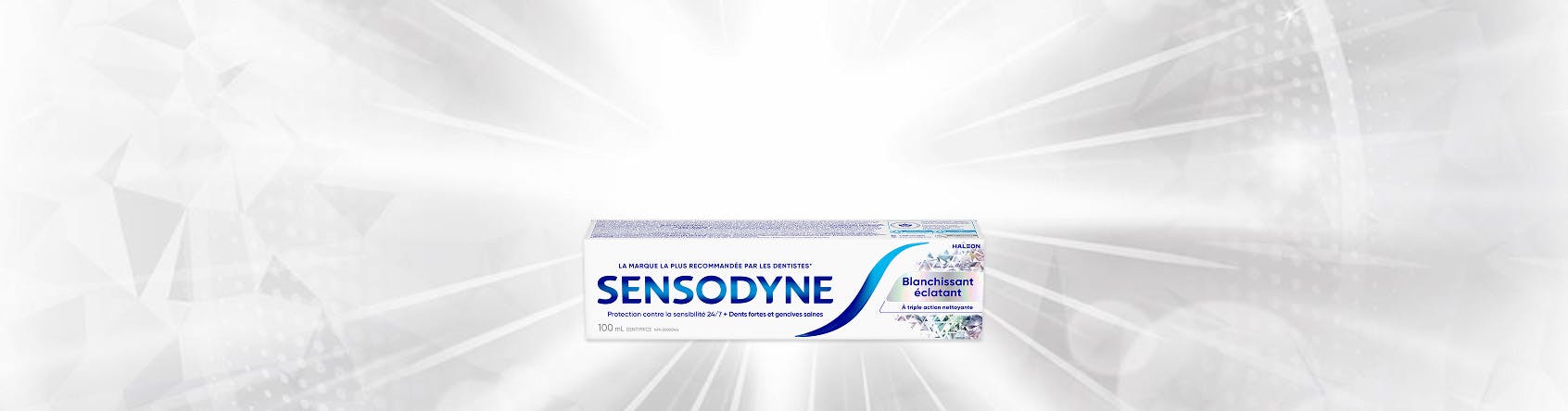 Bannière de la campagne Sensodyne Blanchissant éclatant