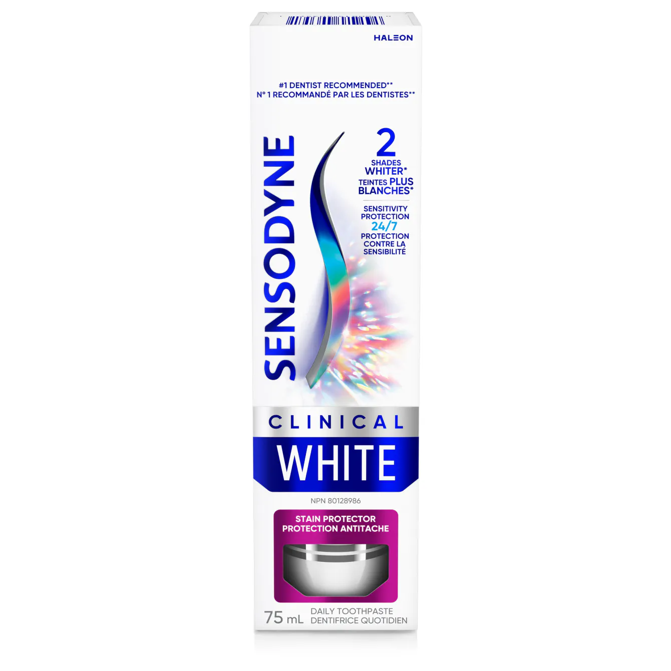 Emballage de dentifrice Sensodyne Clinical White Protection antitache