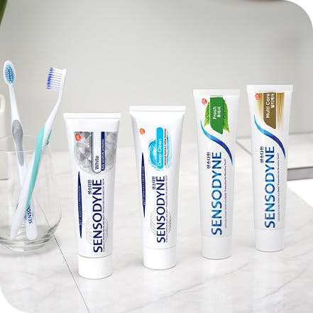 Variety of Sensodyne Toothpaste products for tooth sensitivity
