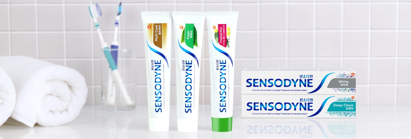 Variety of Sensodyne Toothpaste products for tooth sensitivity