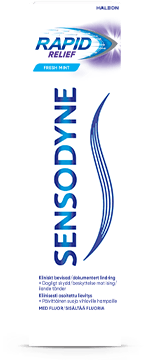 Pakningen til Sensodyne Rapid Relief tannkrem