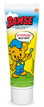 Pakningen til Sensodyne Bamse tannkrem Pakningen til Sensodyne Bamse tannkrem