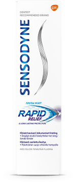 Pakningen til Sensodyne Rapid Relief tannkrem