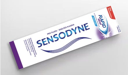 Sensodyne Rapid Relief pakning og tannkrem