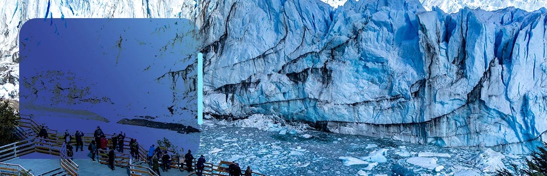 Perito Moreno. Navegue pelo Lago Glacial. Imagem Lago Glacial.