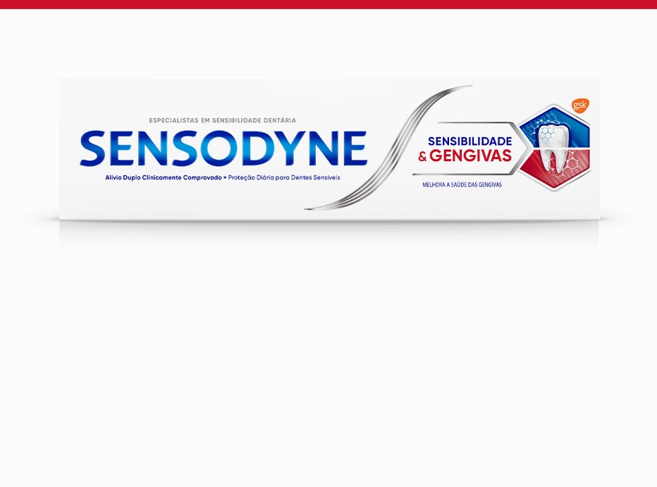 Embalagem de pasta de dentes Sensodyne para alívio da sensibilidade dentária 