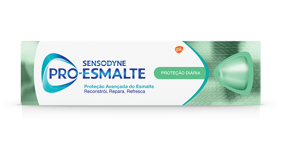 Embalagem de pasta de dentes Sensodyne Pro-Esmalte 