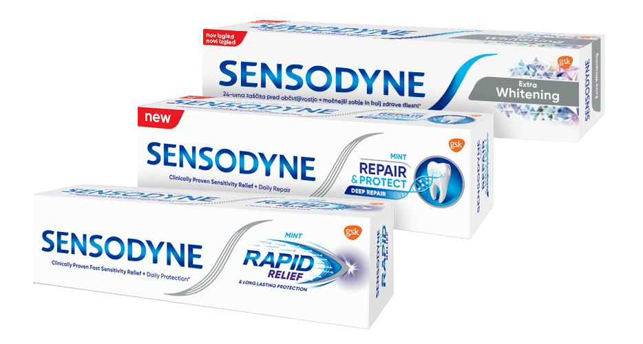 Variety of Sensodyne Toothpaste products for tooth sensitivity