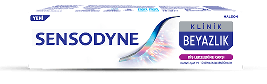 Sensodyne Klinik Beyazlık Diş Lekelerine Karşı Diş Macununun Kutu Görseli 
