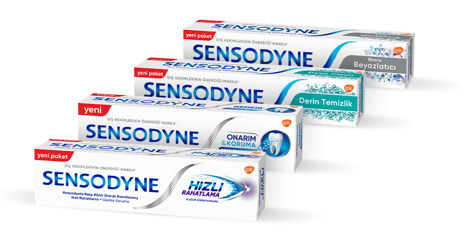 Diş hassasiyeti için çeşitli Sensodyne Diş Macunu ürünleri