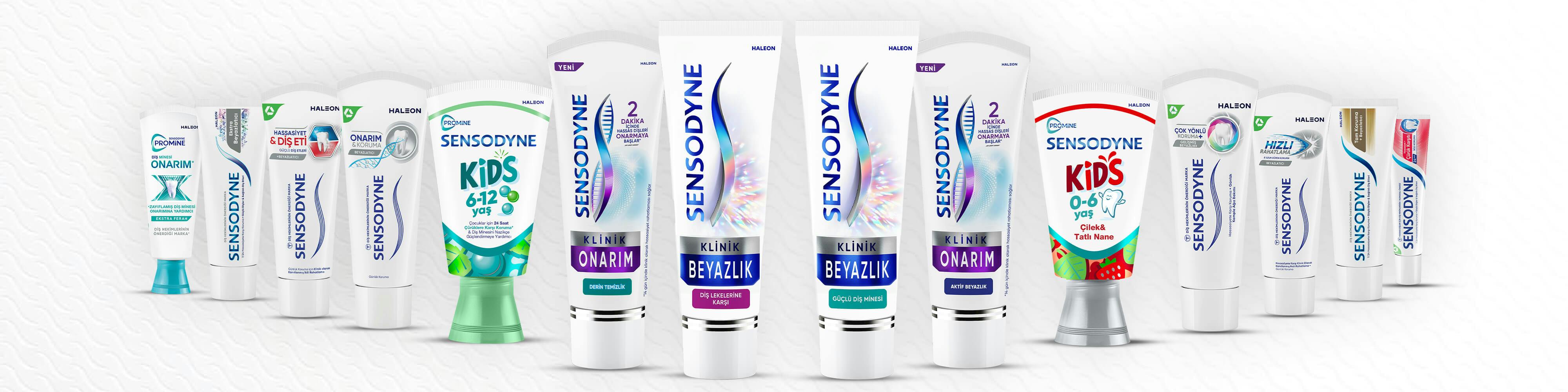 Diş hassasiyeti için çeşitli Sensodyne Diş Macunu ürünleri