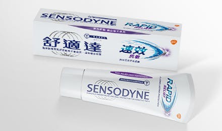 Sensodyne Rapid Relief toothpaste pack and tube about sensodyne