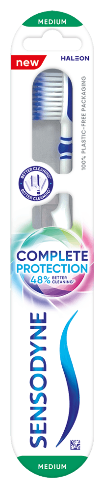 Sensodyne zubní kartáček Kompletní Ochrana Medium – s ohebným krčkem DUO-FLEX poskytuje o 48% lepší čištění