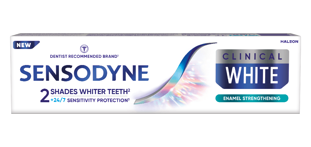 Sensodyne Clinical White Enamel Strengthening – zubní pasta speciálně navržena pro citlivé zuby s klinicky testovanou technologií bělení