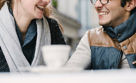 Friends enjoing a coffee outside