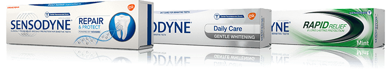 Selection of Sensodyne Toothpaste boxes