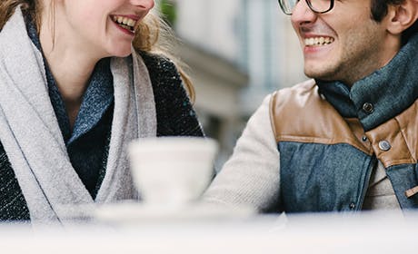 Couple smiling