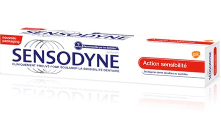 Sensodyne Action Sensibilité Le dentifrice Sensodyne Action Sensibilité soulage la sensibilité dentaire