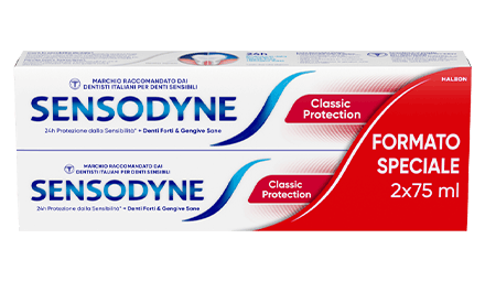 Dentifricio Classic Protection allevia le fitte dei denti sensibili Dentifricio Sensodyne® | Classic Protection
