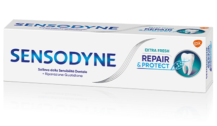 Dentifricio Repair and Protect Extra Fresh allevia il dolore causato dalla sensibilita' Dentifricio Sensodyne® | Repair&Protect Extra Fresh