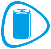 Frisdrank blikje in Proglasur logo om suikerhoudend voedsel aan te geven Frisdrank blikje in Proglasur logo om suikerhoudend voedsel aan te geven