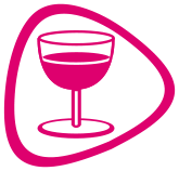 Glas wijn in Proglasur logo. Om onopgemerkt zuur voedsel zoals wijn aan te geven