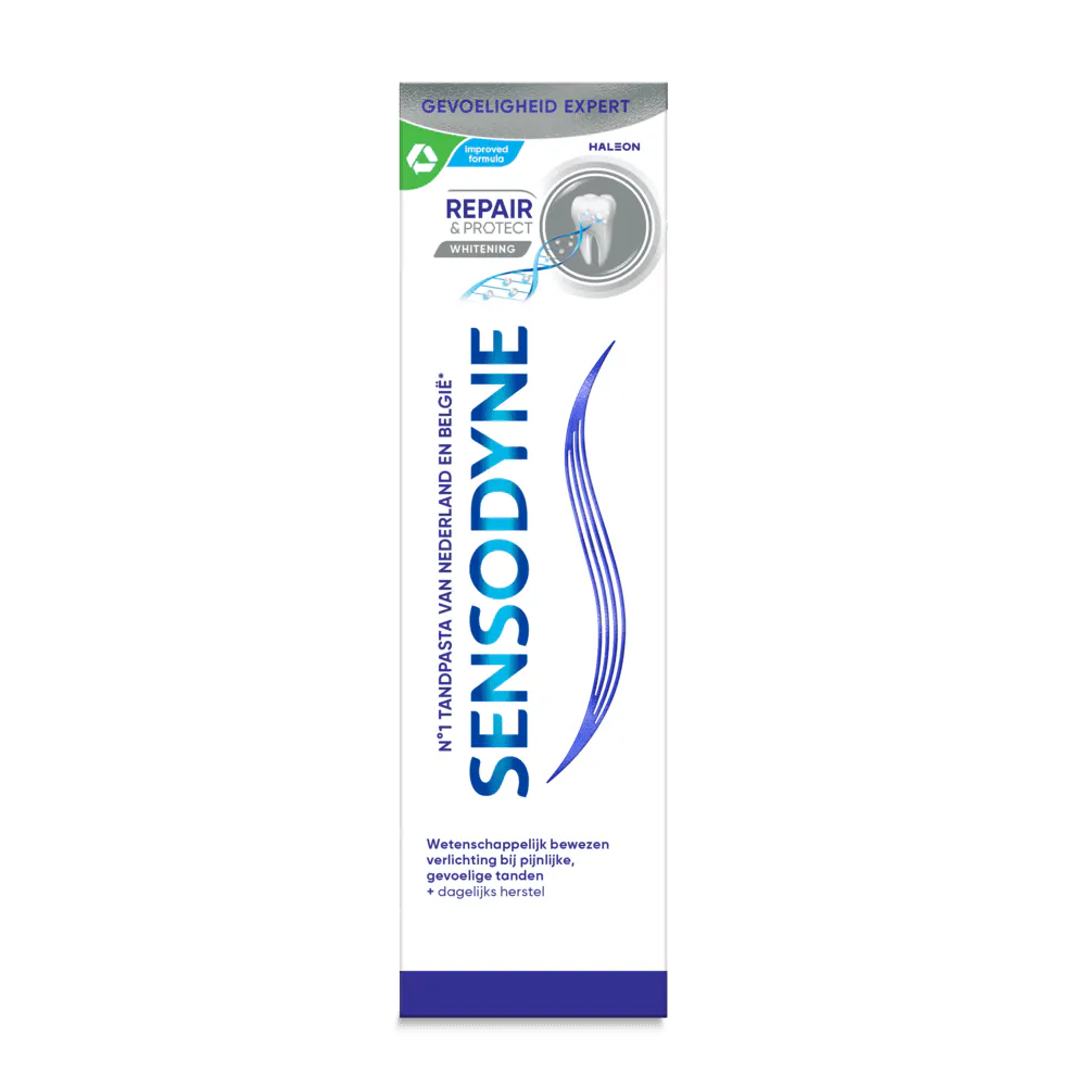Sensodyne Repair & Protect Whitening 3D liggend in een hoek