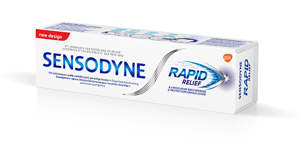 Sensodyne Rapid Relief 3D liggend in een hoek