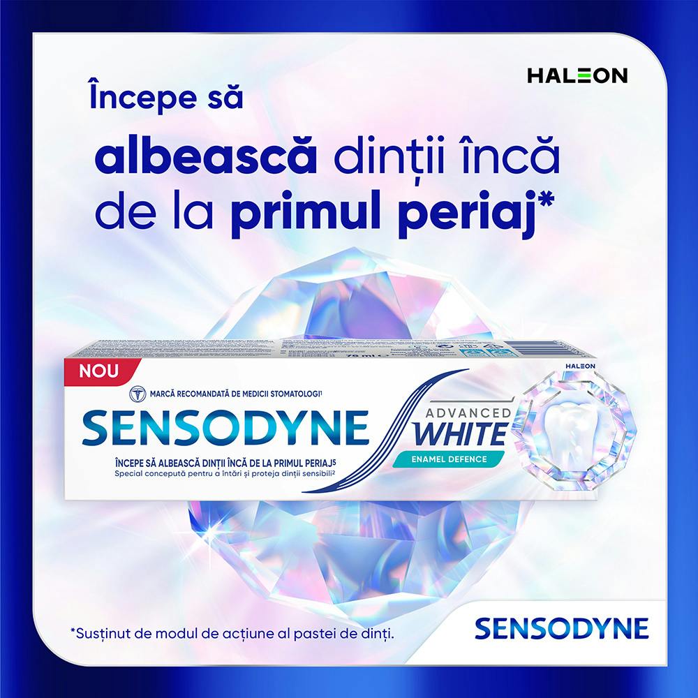 Sensodyne Advanced White incepe sa albeasca inca de la primul periaj
