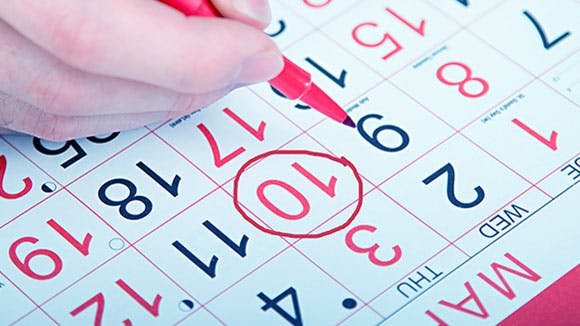 A pen marking a calendar, Use Abreva cream for ten days max