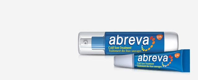 Two blue tubes of Abreva products