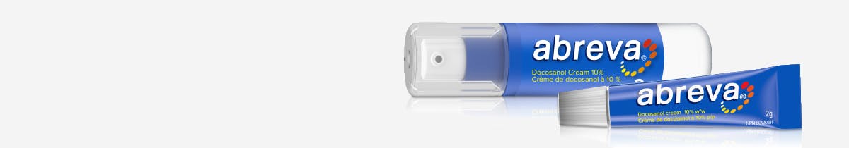 Two blue tubes of Abreva products