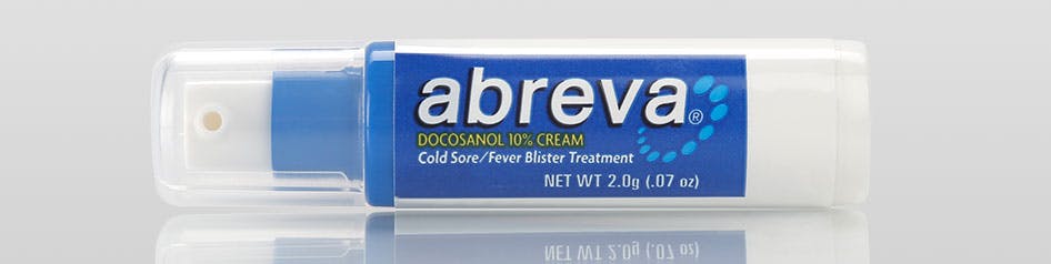 Abreva cream in plastic pump show on its side