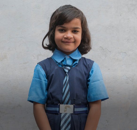 Girl wearing school uniform