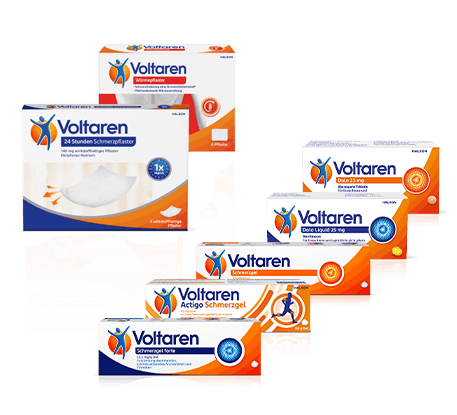various Voltaren pain relief product pack shots 