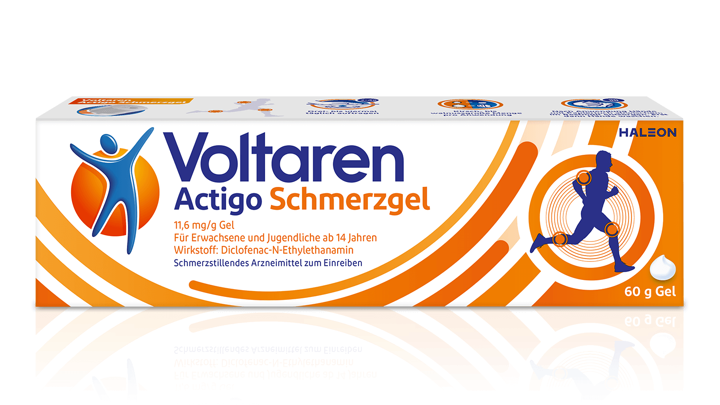 Packungsabbildung von Voltaren Schmerzgel forte - mit leicht zu öffnendem Klickverschluss