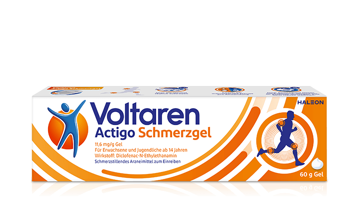 Packungsabbildung von Voltaren Schmerzgel forte - mit leicht zu öffnendem Klickverschluss