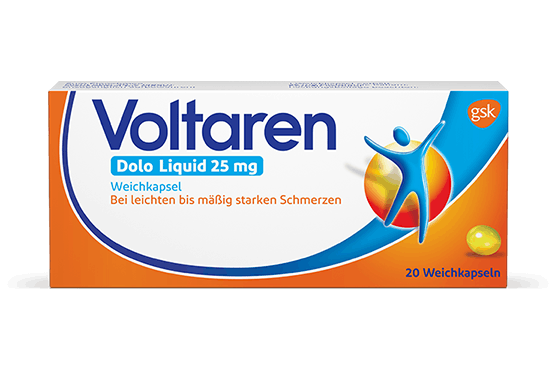 Voltaren Dolo 12.5 milligram fast absorbtion soft capsules for pain releif packaging