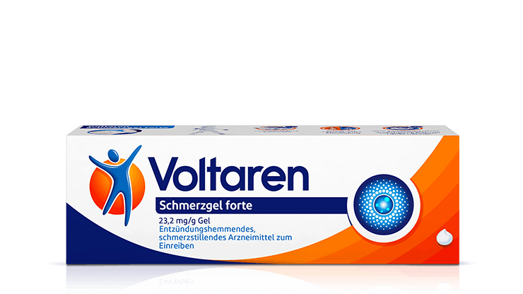 Packungsabbildung von Voltaren Schmerzgel forte - mit leicht zu öffnendem Klickverschluss