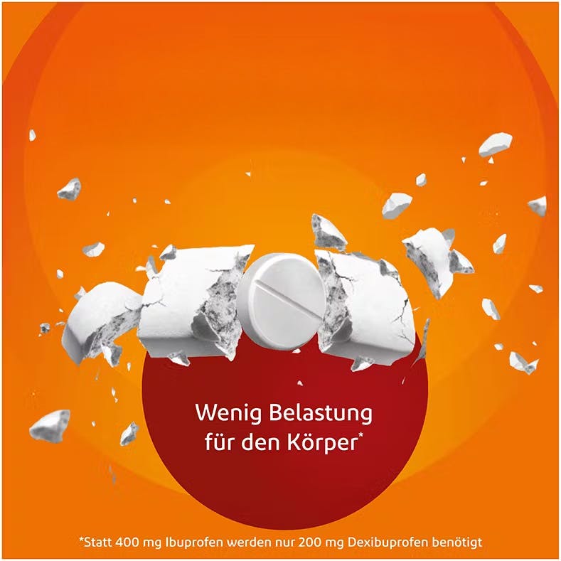 Explodierende Ibuprofentablette, welche durch eine VoltaDexibu ersetzt wird.