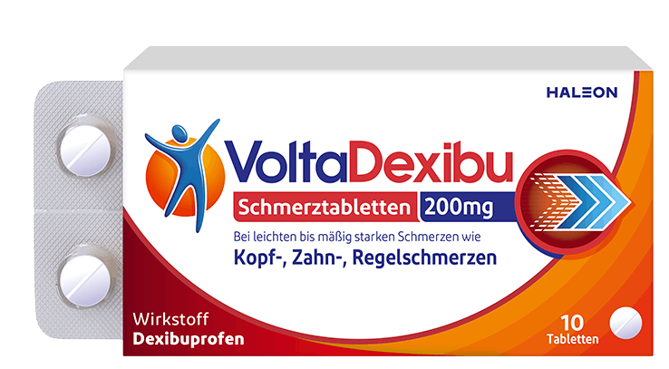 VoltaDexibu Packung mit „NEU“ Störer auf weißem Hintergrund