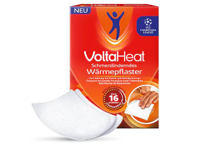 VoltaHeat Wärmepflaster für anhaltende Tiefenwärme und langanhaltende Schmerzlinderung bei Muskelverspannungen.